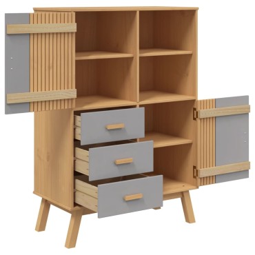 vidaXL Ντουλάπι OLDEN Γκρι και Καφέ 85x43x125cm Μασίφ Ξύλο Πεύκου 1 τεμ.