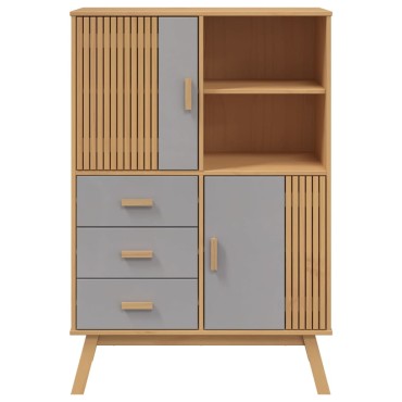 vidaXL Ντουλάπι OLDEN Γκρι και Καφέ 85x43x125cm Μασίφ Ξύλο Πεύκου 1 τεμ.
