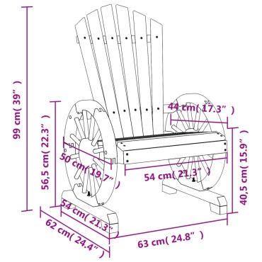 vidaXL Καρέκλα Κήπου Adirondack από Μασίφ Ξύλο Ελάτης 63x62x99cm 1 τεμ. Γωνιακός