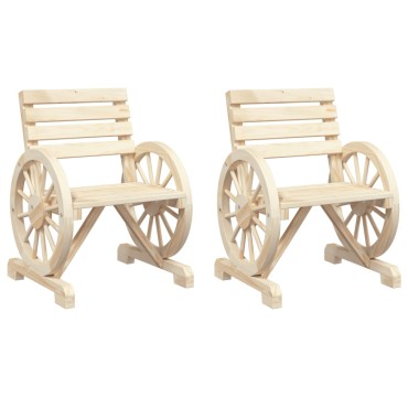 vidaXL Καρέκλες Κήπου 2 τεμ. 58x58x78,5cm από Μασίφ Ξύλο Ελάτης Διθέσιος