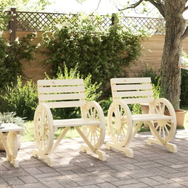 vidaXL Καρέκλες Κήπου 2 τεμ. 58x58x78,5cm από Μασίφ Ξύλο Ελάτης Διθέσιος