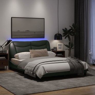 vidaXL Πλαίσιο Κρεβατιού με LED Σκούρο Γκρι 120x200cm Υφασμάτινο 1 τεμ. - Μονό