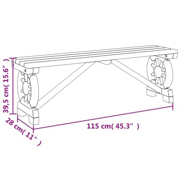 vidaXL Παγκάκι Κήπου από Μασίφ Ξύλο Ελάτης 115x28x39,5cm
