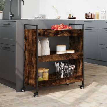 vidaXL Τρόλεϊ Κουζίνας Καπνιστή Δρυς 70x30x82cm Επεξεργασμένο Ξύλο 1 τεμ.