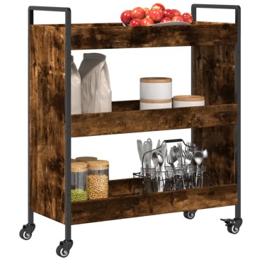 vidaXL Τρόλεϊ Κουζίνας Καπνιστή Δρυς 70x30x82cm Επεξεργασμένο Ξύλο 1 τεμ.