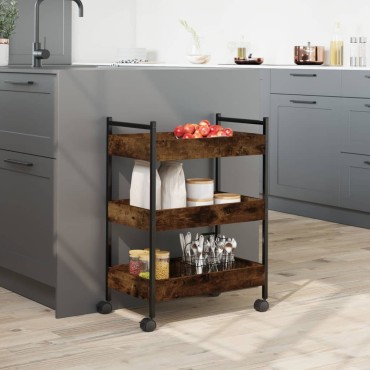 vidaXL Τρόλεϊ Κουζίνας Καπνιστή Δρυς 50x30x70cm Επεξεργασμένο Ξύλο 1 τεμ.