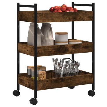 vidaXL Τρόλεϊ Κουζίνας Καπνιστή Δρυς 50x30x70cm Επεξεργασμένο Ξύλο 1 τεμ.