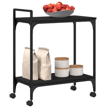 vidaXL Τρόλεϊ Κουζίνας Μαύρο 60,5x31x72,5cm από Επεξεργασμένο Ξύλο 1 τεμ.