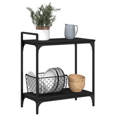vidaXL Τρόλεϊ Κουζίνας Μαύρο 60,5x31x72,5cm από Επεξεργασμένο Ξύλο 1 τεμ.
