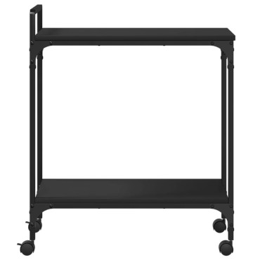 vidaXL Τρόλεϊ Κουζίνας Μαύρο 60,5x31x72,5cm από Επεξεργασμένο Ξύλο 1 τεμ.