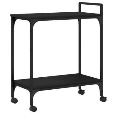 vidaXL Τρόλεϊ Κουζίνας Μαύρο 60,5x31x72,5cm από Επεξεργασμένο Ξύλο 1 τεμ.