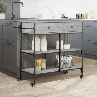 vidaXL Τρόλεϊ Κουζίνας Sonoma Γκρι 105x42x95cm Επεξεργασμένο Ξύλο 1 τεμ.