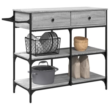 vidaXL Τρόλεϊ Κουζίνας Sonoma Γκρι 105x42x95cm Επεξεργασμένο Ξύλο 1 τεμ.