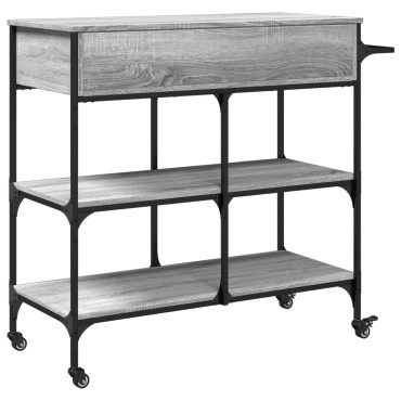 vidaXL Τρόλεϊ Κουζίνας Sonoma Γκρι 105x42x95cm Επεξεργασμένο Ξύλο 1 τεμ.