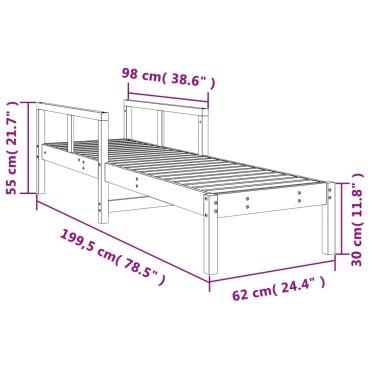 vidaXL Ξαπλώστρα 199,5x62x55cm από Μασίφ Ξύλο Πεύκου 1 τεμ.
