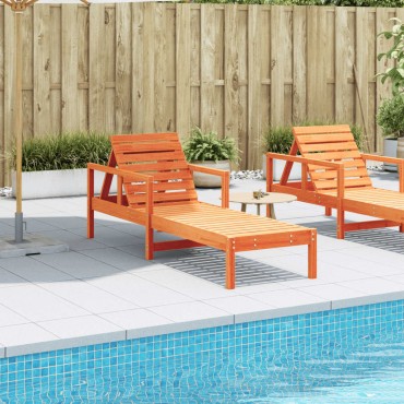 vidaXL Ξαπλώστρα Καφέ Κεριού 199,5x62x55cm από Μασίφ Ξύλο Πεύκου 1 τεμ.
