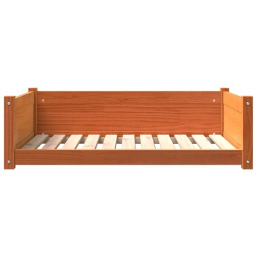 vidaXL Κρεβάτι Σκύλου Καφέ Κεριού 95,5x65,5x28 εκ. Μασίφ Ξύλο Πεύκου