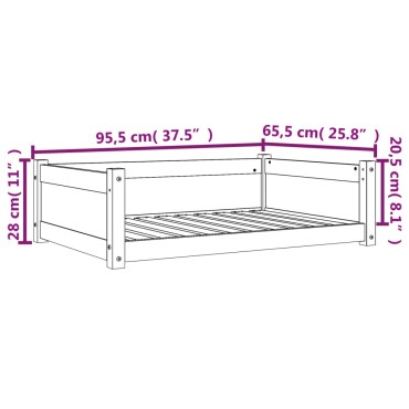 vidaXL Κρεβάτι Σκύλου Καφέ Κεριού 95,5x65,5x28 εκ. Μασίφ Ξύλο Πεύκου