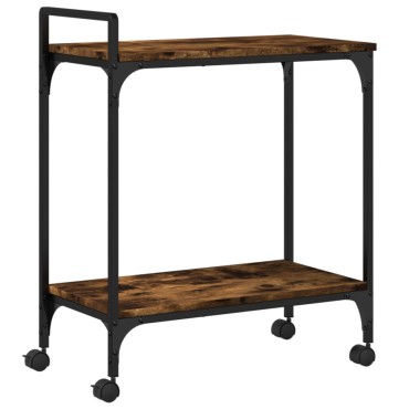 vidaXL Τρόλεϊ Κουζίνας Καπνιστή Δρυς 60,5x31x72,5cm Επεξεργασμένο Ξύλο 1 τεμ.
