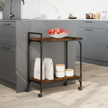 vidaXL Τρόλεϊ Κουζίνας Καπνιστή Δρυς 60,5x31x72,5cm Επεξεργασμένο Ξύλο 1 τεμ.