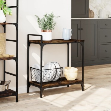 vidaXL Τρόλεϊ Κουζίνας Καπνιστή Δρυς 60,5x31x72,5cm Επεξεργασμένο Ξύλο 1 τεμ.