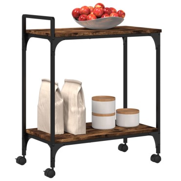 vidaXL Τρόλεϊ Κουζίνας Καπνιστή Δρυς 60,5x31x72,5cm Επεξεργασμένο Ξύλο 1 τεμ.