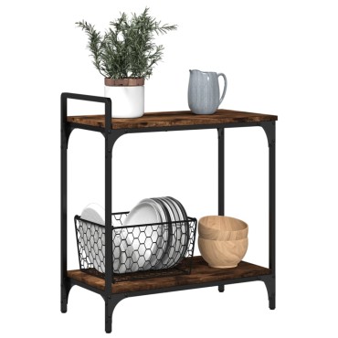vidaXL Τρόλεϊ Κουζίνας Καπνιστή Δρυς 60,5x31x72,5cm Επεξεργασμένο Ξύλο 1 τεμ.