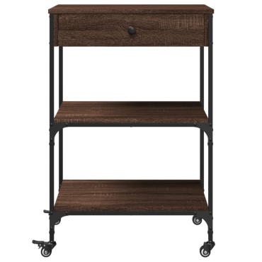 vidaXL Τρόλεϊ Κουζίνας Καφέ Δρυς 60x48x89,5cm από Επεξεργασμένο Ξύλο 1 τεμ.