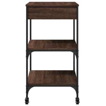 vidaXL Τρόλεϊ Κουζίνας Καφέ Δρυς 60x48x89,5cm από Επεξεργασμένο Ξύλο 1 τεμ.