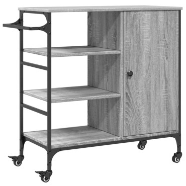 vidaXL Τρόλεϊ Κουζίνας Sonoma Γκρι 87,5x38,5x84,5cm Επεξ. Ξύλο 1 τεμ.