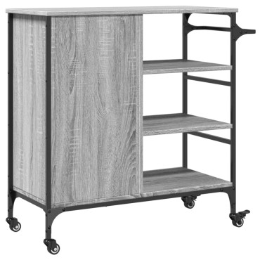 vidaXL Τρόλεϊ Κουζίνας Sonoma Γκρι 87,5x38,5x84,5cm Επεξ. Ξύλο 1 τεμ.