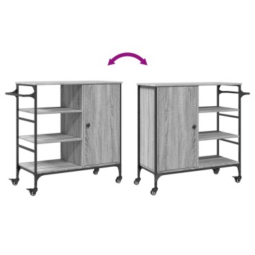 vidaXL Τρόλεϊ Κουζίνας Sonoma Γκρι 87,5x38,5x84,5cm Επεξ. Ξύλο 1 τεμ.