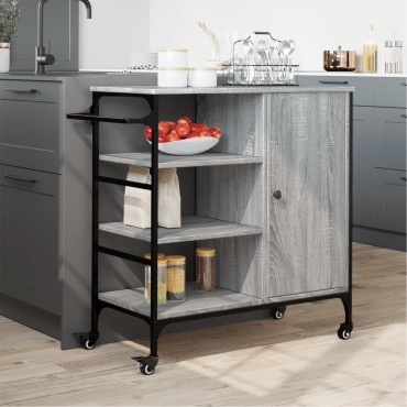 vidaXL Τρόλεϊ Κουζίνας Sonoma Γκρι 87,5x38,5x84,5cm Επεξ. Ξύλο 1 τεμ.