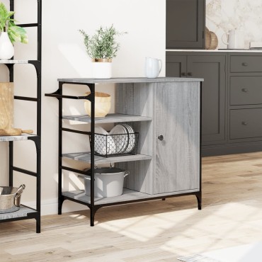 vidaXL Τρόλεϊ Κουζίνας Sonoma Γκρι 87,5x38,5x84,5cm Επεξ. Ξύλο 1 τεμ.