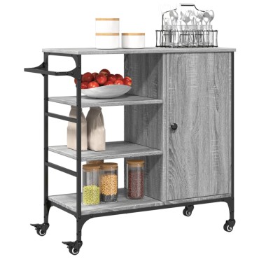 vidaXL Τρόλεϊ Κουζίνας Sonoma Γκρι 87,5x38,5x84,5cm Επεξ. Ξύλο 1 τεμ.