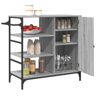 vidaXL Τρόλεϊ Κουζίνας Sonoma Γκρι 87,5x38,5x84,5cm Επεξ. Ξύλο 1 τεμ.
