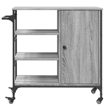 vidaXL Τρόλεϊ Κουζίνας Sonoma Γκρι 87,5x38,5x84,5cm Επεξ. Ξύλο 1 τεμ.