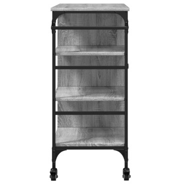 vidaXL Τρόλεϊ Κουζίνας Sonoma Γκρι 87,5x38,5x84,5cm Επεξ. Ξύλο 1 τεμ.