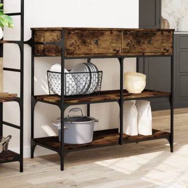 vidaXL Τρόλεϊ Κουζίνας Καπνιστή Δρυς 105x42x95cm Επεξεργασμένο Ξύλο 1 τεμ.