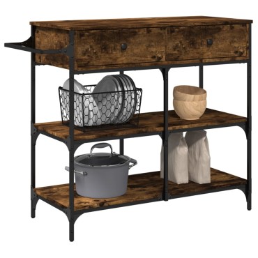 vidaXL Τρόλεϊ Κουζίνας Καπνιστή Δρυς 105x42x95cm Επεξεργασμένο Ξύλο 1 τεμ.