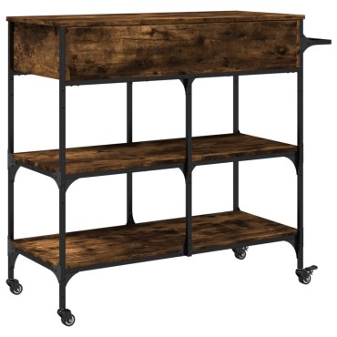 vidaXL Τρόλεϊ Κουζίνας Καπνιστή Δρυς 105x42x95cm Επεξεργασμένο Ξύλο 1 τεμ.