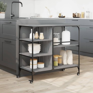 vidaXL Τρόλεϊ Κουζίνας Sonoma Γκρι 100x45x89,5cm Επεξεργασμένο Ξύλο 1 τεμ.