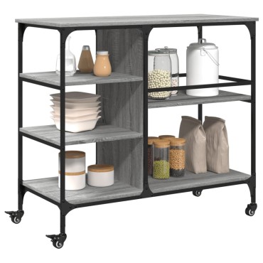 vidaXL Τρόλεϊ Κουζίνας Sonoma Γκρι 100x45x89,5cm Επεξεργασμένο Ξύλο 1 τεμ.