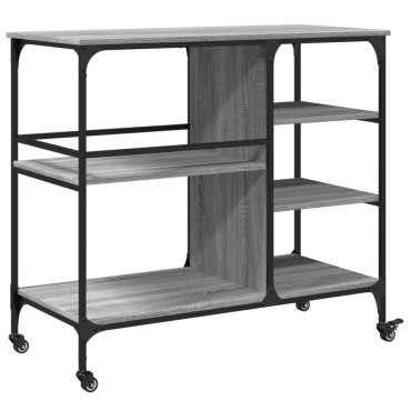 vidaXL Τρόλεϊ Κουζίνας Sonoma Γκρι 100x45x89,5cm Επεξεργασμένο Ξύλο 1 τεμ.