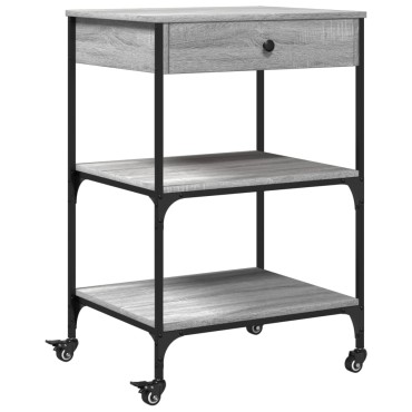 vidaXL Τρόλεϊ Κουζίνας Sonoma Γκρι 60x48x89,5cm Επεξεργασμένο Ξύλο 1 τεμ.