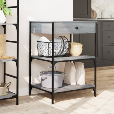 vidaXL Τρόλεϊ Κουζίνας Sonoma Γκρι 60x48x89,5cm Επεξεργασμένο Ξύλο 1 τεμ.