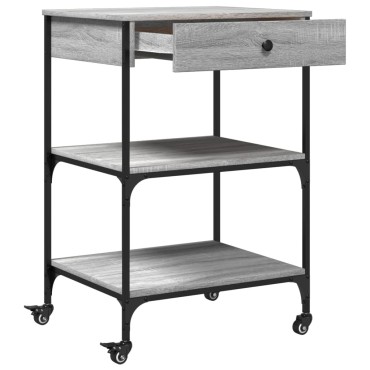 vidaXL Τρόλεϊ Κουζίνας Sonoma Γκρι 60x48x89,5cm Επεξεργασμένο Ξύλο 1 τεμ.
