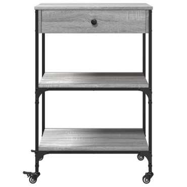 vidaXL Τρόλεϊ Κουζίνας Sonoma Γκρι 60x48x89,5cm Επεξεργασμένο Ξύλο 1 τεμ.