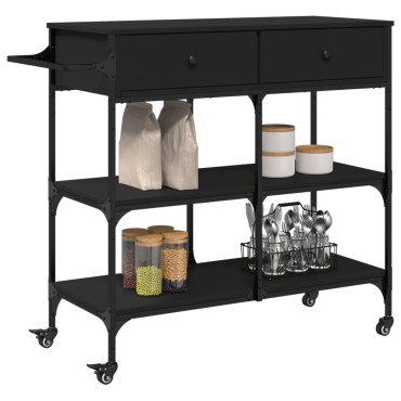 vidaXL Τρόλεϊ Κουζίνας Μαύρο 105x42x95cm από Επεξεργασμένο Ξύλο 1 τεμ.