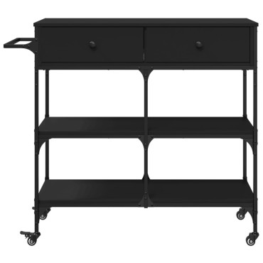vidaXL Τρόλεϊ Κουζίνας Μαύρο 105x42x95cm από Επεξεργασμένο Ξύλο 1 τεμ.